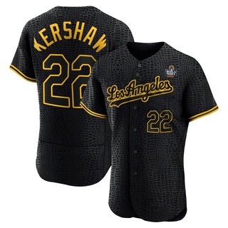 Authentic Clayton Kershaw Men's Los Angeles Dodgers Snake Skin City 2024 World Series Jersey - Black