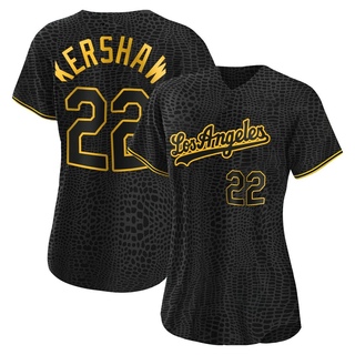 Authentic Clayton Kershaw Women's Los Angeles Dodgers Snake Skin City Jersey - Black